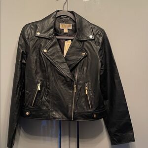 Michael Kors Black Leather Biker Jacket